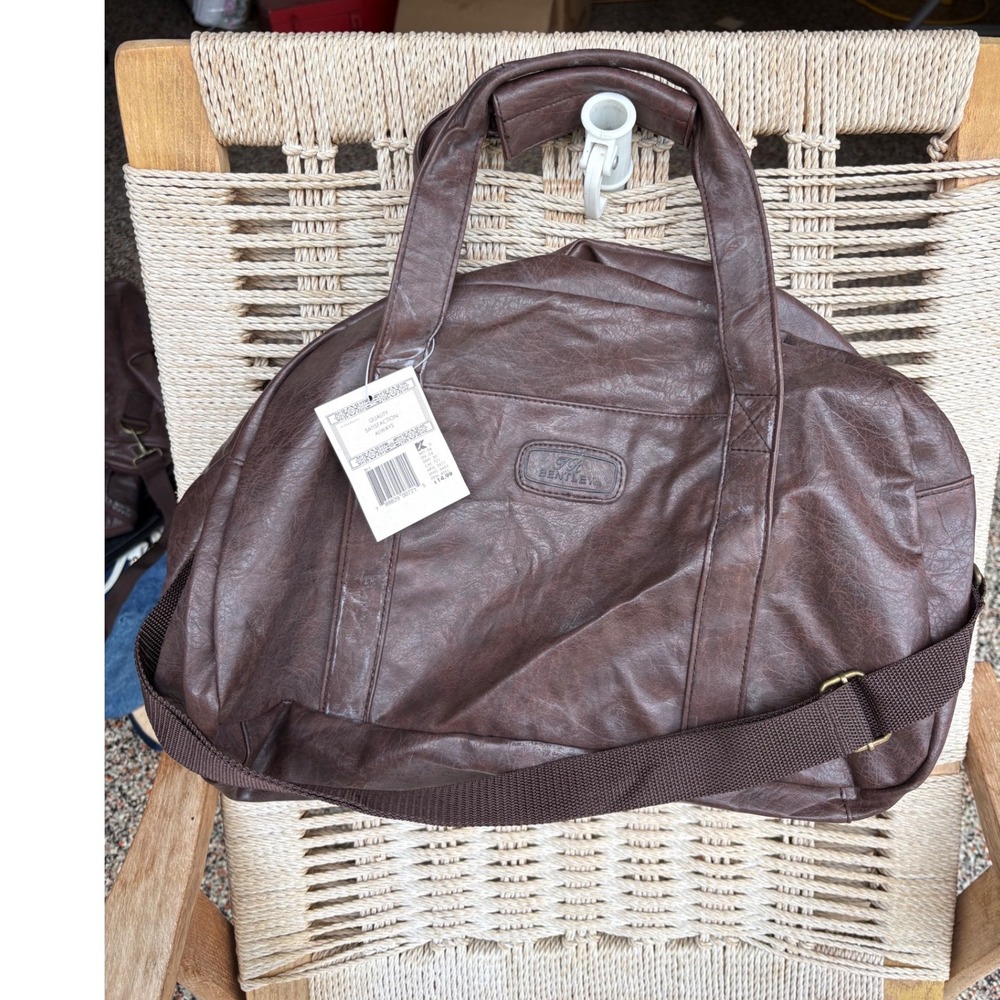 TR Bentley Vintage Brown Leather Duffel Bag Travel Weekender NWT
